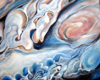 red spot on Jupiter, red spot jupiter painting, jupiter painting, red spot jupiter, barbara upton