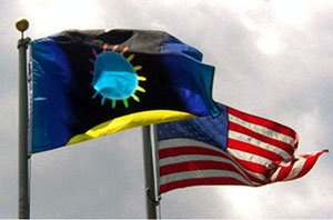 Waking Planet and U.S. flags, world peace flag, peace flag, world flags